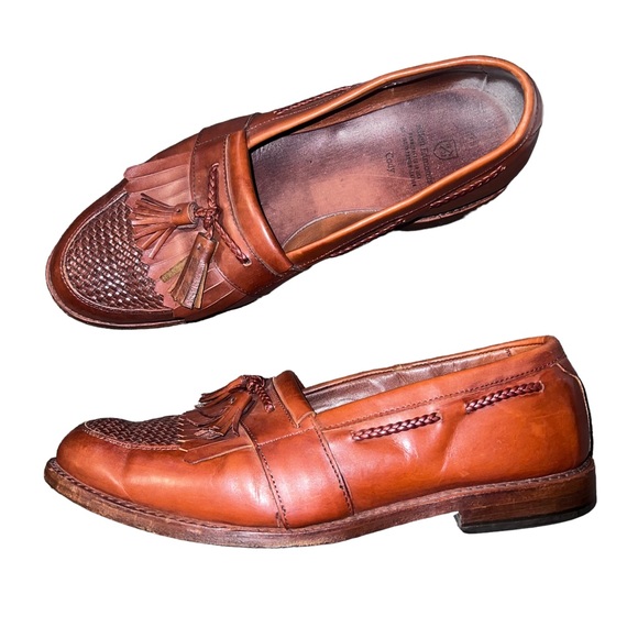 Allen Edmonds Cody Brown Leather Tassel Kiltie Weave Loafers Shoes - Picture 1 of 16